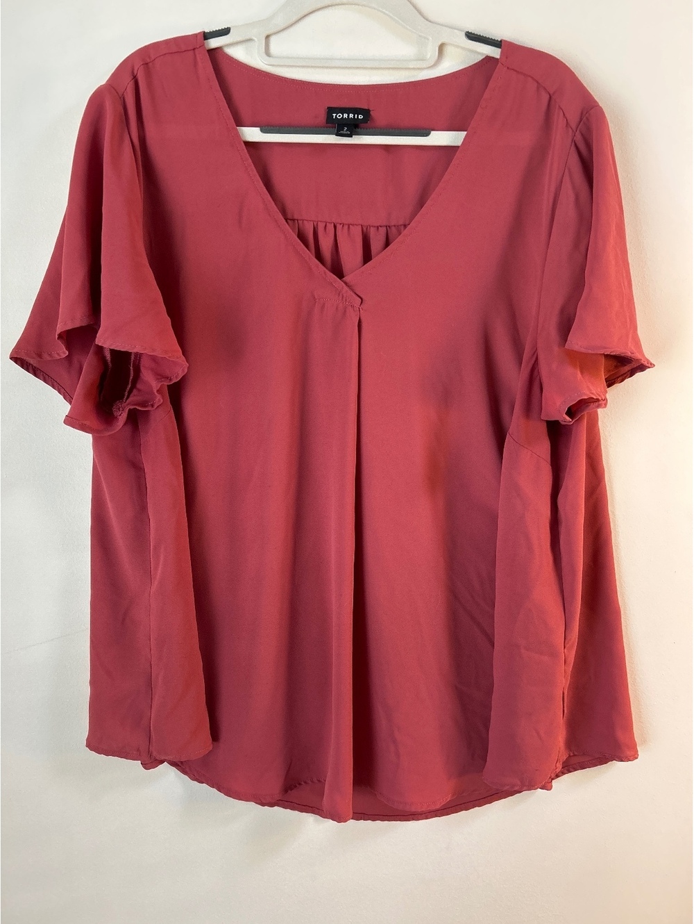 Torrid Size 2 Brick Red V-Neck Blouse